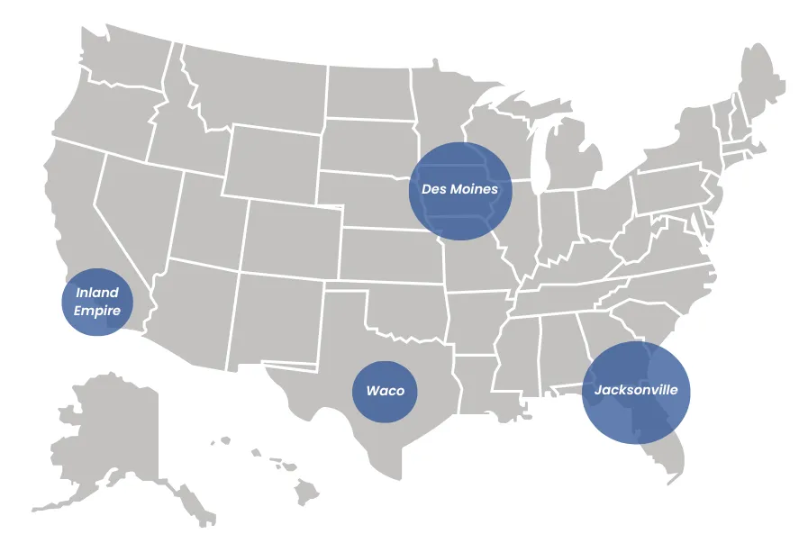 Measured Capital's market footprint across the United States